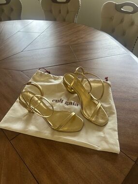 cult gaia Metallic Gold Strappy Heeled Sandals